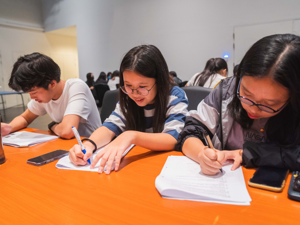 Youths studying in church